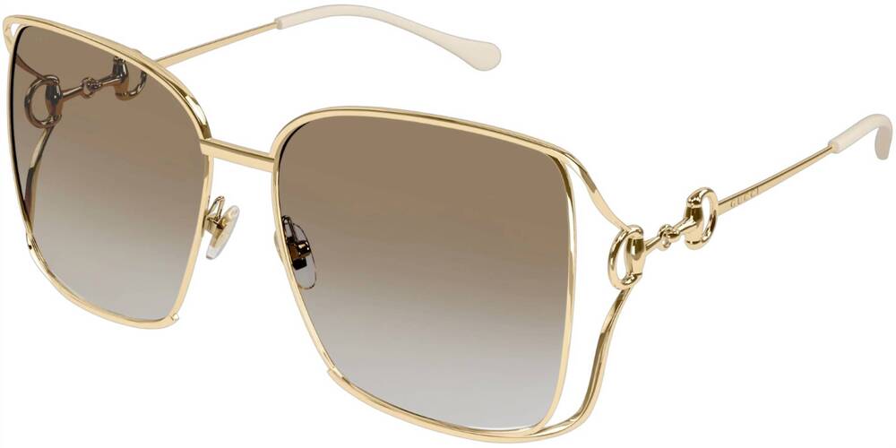 NEW GUCCI women's gg1020s oversized square sunglasses in gold - gradient brown